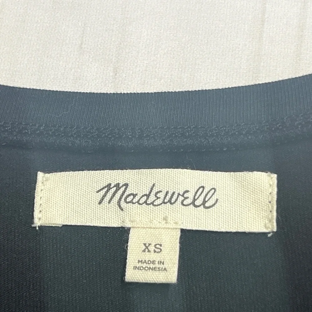 Madewell Puff Sleeve Top Womens XS Black Round‎ Neck Solid Knit Pullover T-Shirt